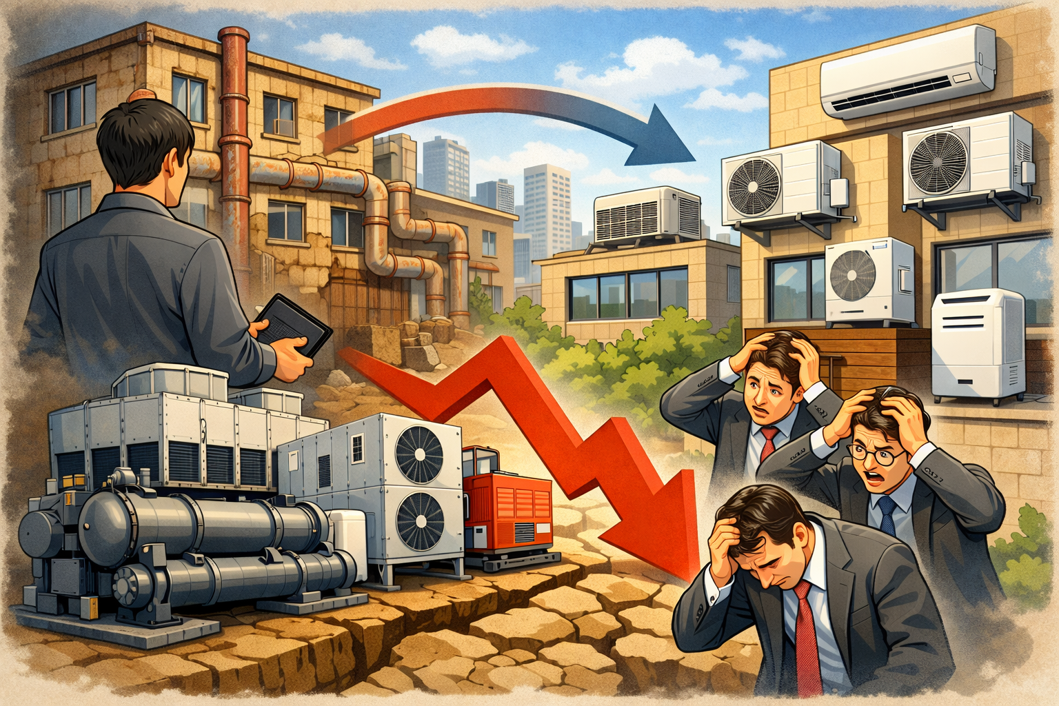 セントラル空調から個別分散方式へ
